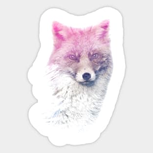 Fox Superimposed Watercolor Sticker